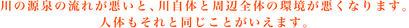 川の源泉の流れが悪いと、川自体と周辺全体の環境が悪くなります。人体もそれと同じことがいえます。