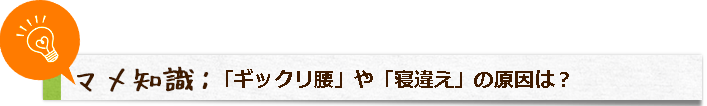 マメ知識：「ギックリ腰」や「寝違え」の原因は？